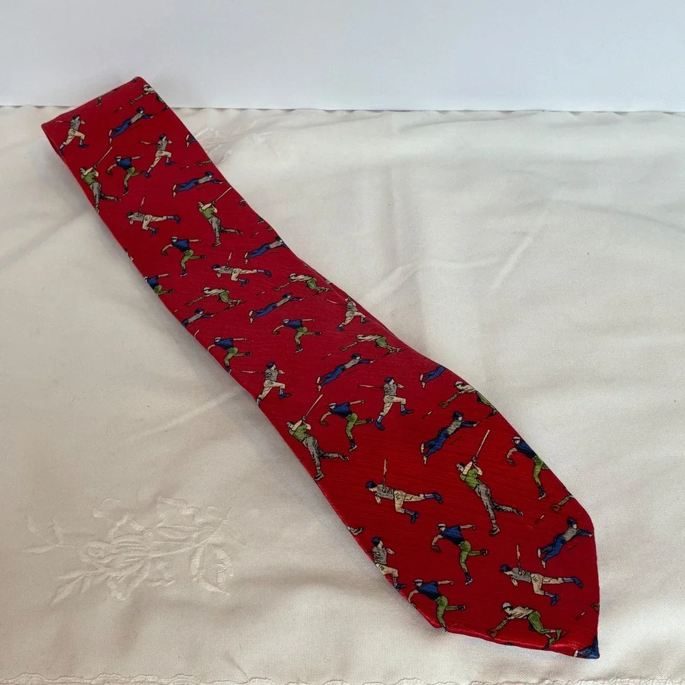 Talbots Kids Necktie Baseball Silk Novelty Preppy Game Day Sports Fan Athlete